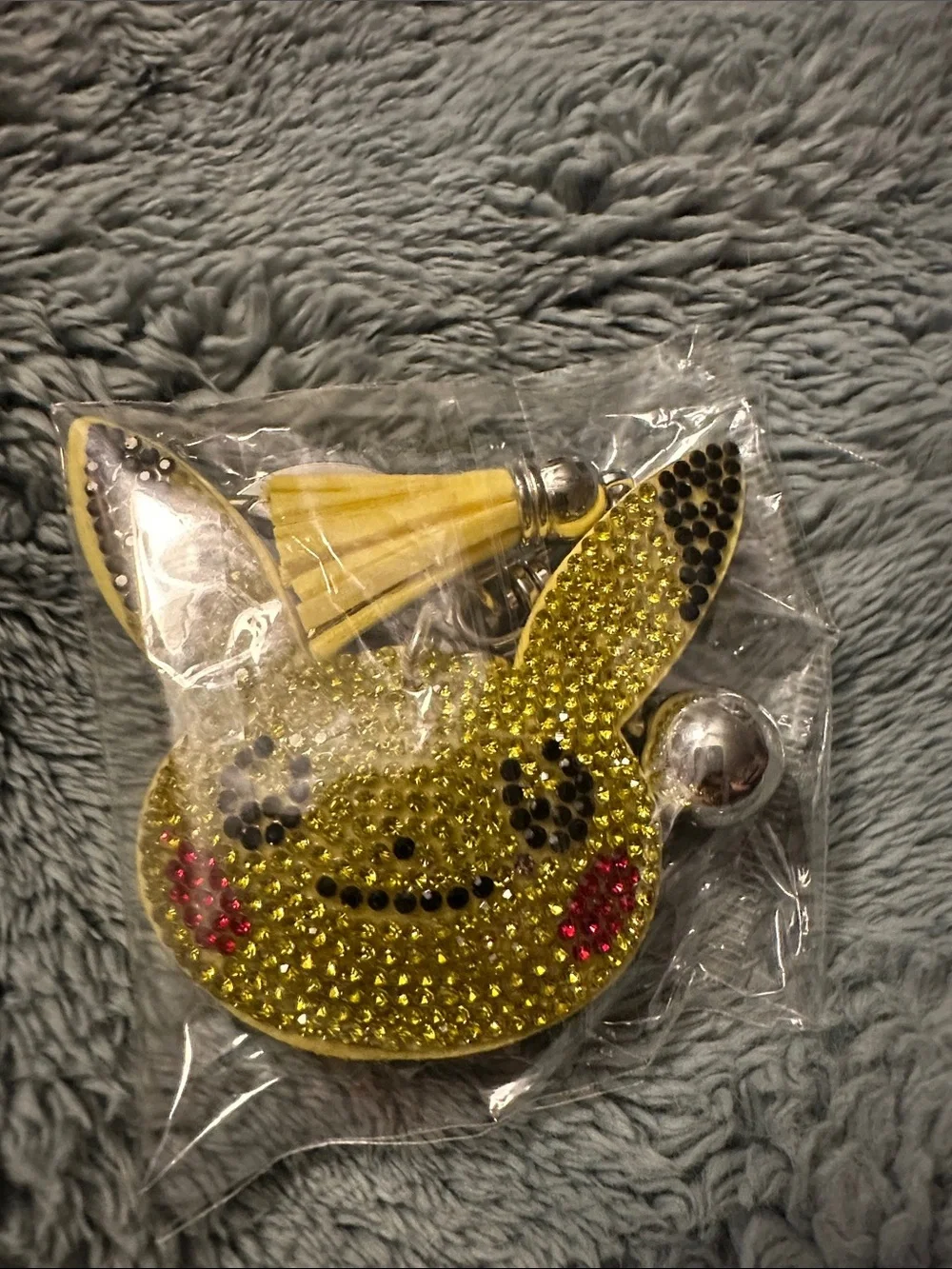 Yellow Crystal Bunny Key & Tassel Card Holder - Sparkle Accessory